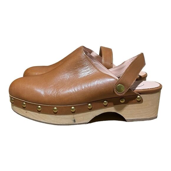 J CREW Women’s Size 7 Brown Convertible Leather Clogs in Rich Oak *Need Repair*‎ - Picture 5 of 9